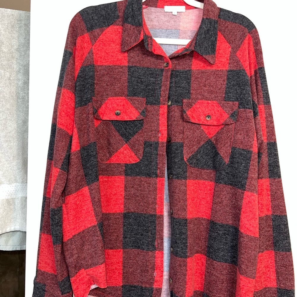 Plaid Red and Black Women's Top